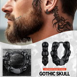 Sterling Silver Skulls Hoop Huugie Earrings For Men