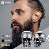 Gothic Punk Skull Stud Earrings For Men
