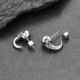 Gothic Skull Huggie Half-Circle Stud Earrings Jewelry for Men Women