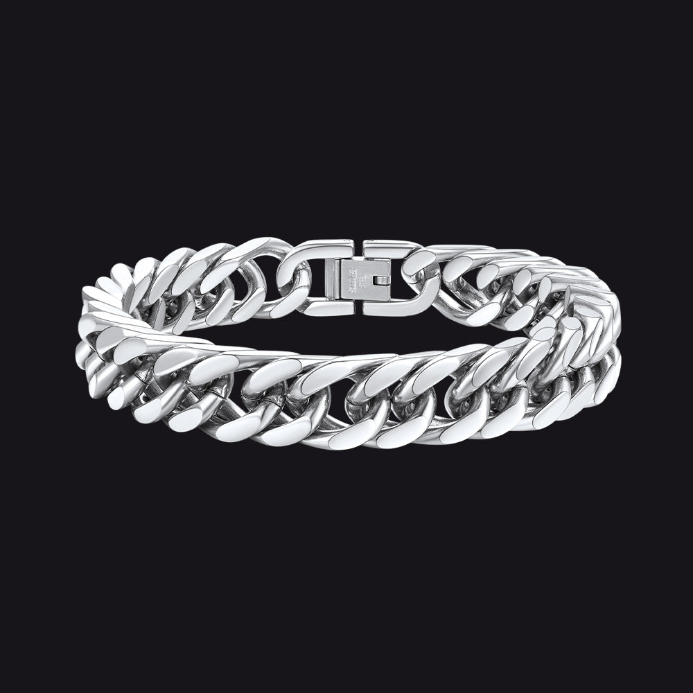 Thick Cuban Link Bracelet for Men in Stainless Steel