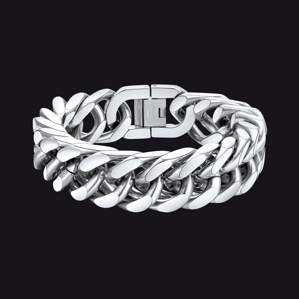 Thick Cuban Link Bracelet for Men in Stainless Steel
