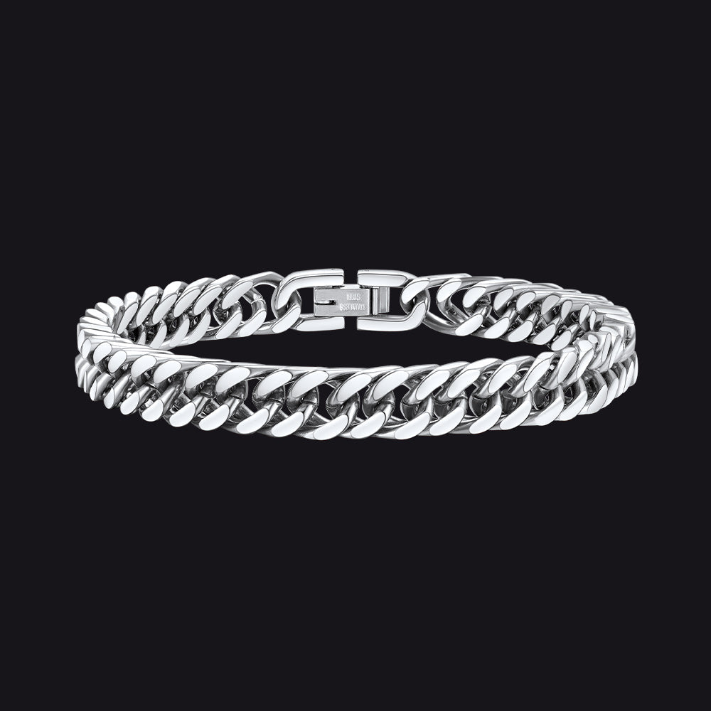 Thick Cuban Link Bracelet for Men in Stainless Steel
