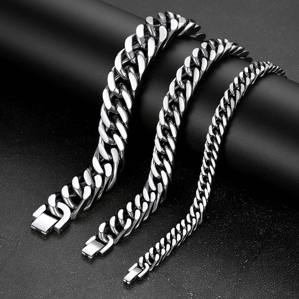 Thick Cuban Link Bracelet for Men in Stainless Steel