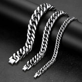 Thick Cuban Link Bracelet for Men in Stainless Steel