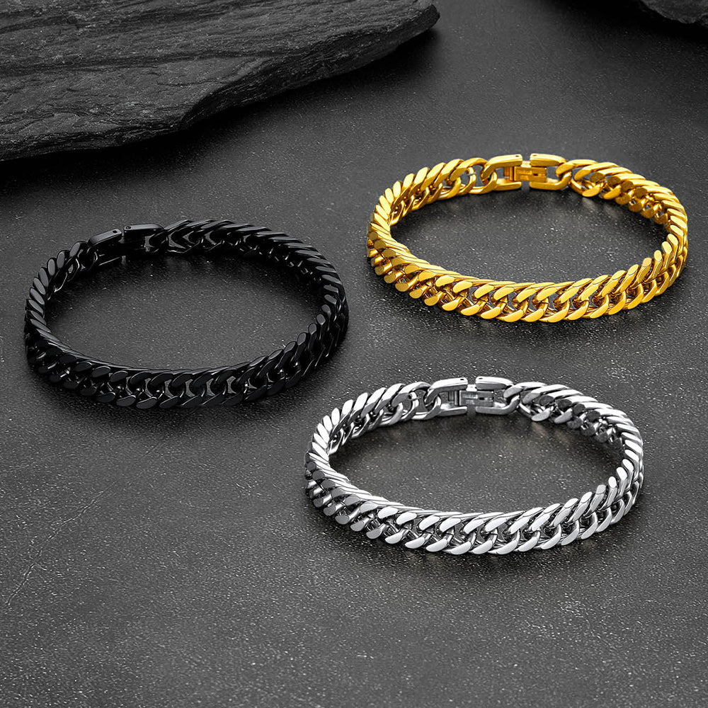 Thick Cuban Link Bracelet for Men in Stainless Steel