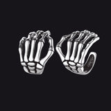 Sterling Silver Skull Skeleton Hand Ear Cuff Nom-piercing Earrings