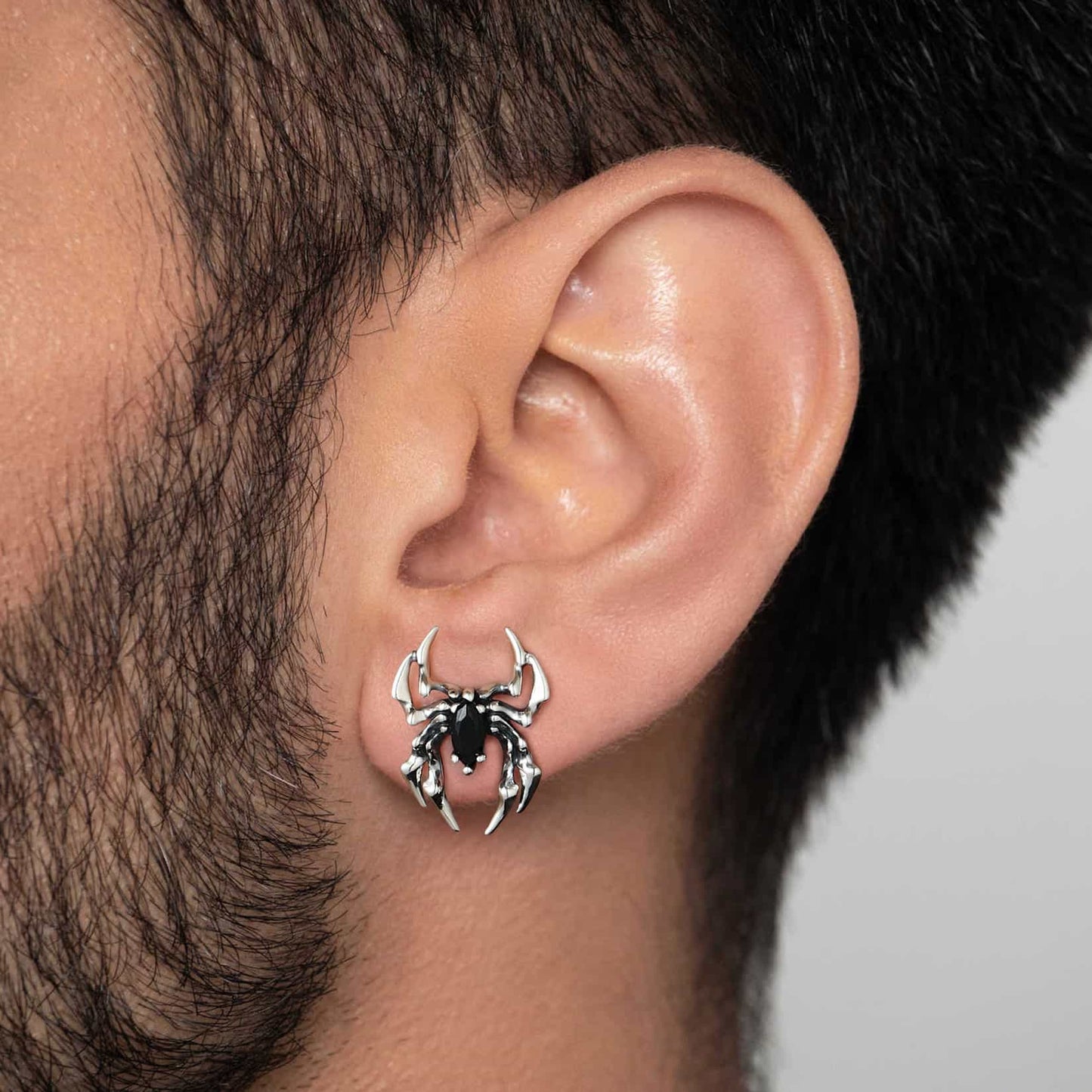 Gothic Spider Earrings for Men in Sterling Silver