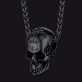 Nordic Viking Compass Skull Pendant Necklace for Men