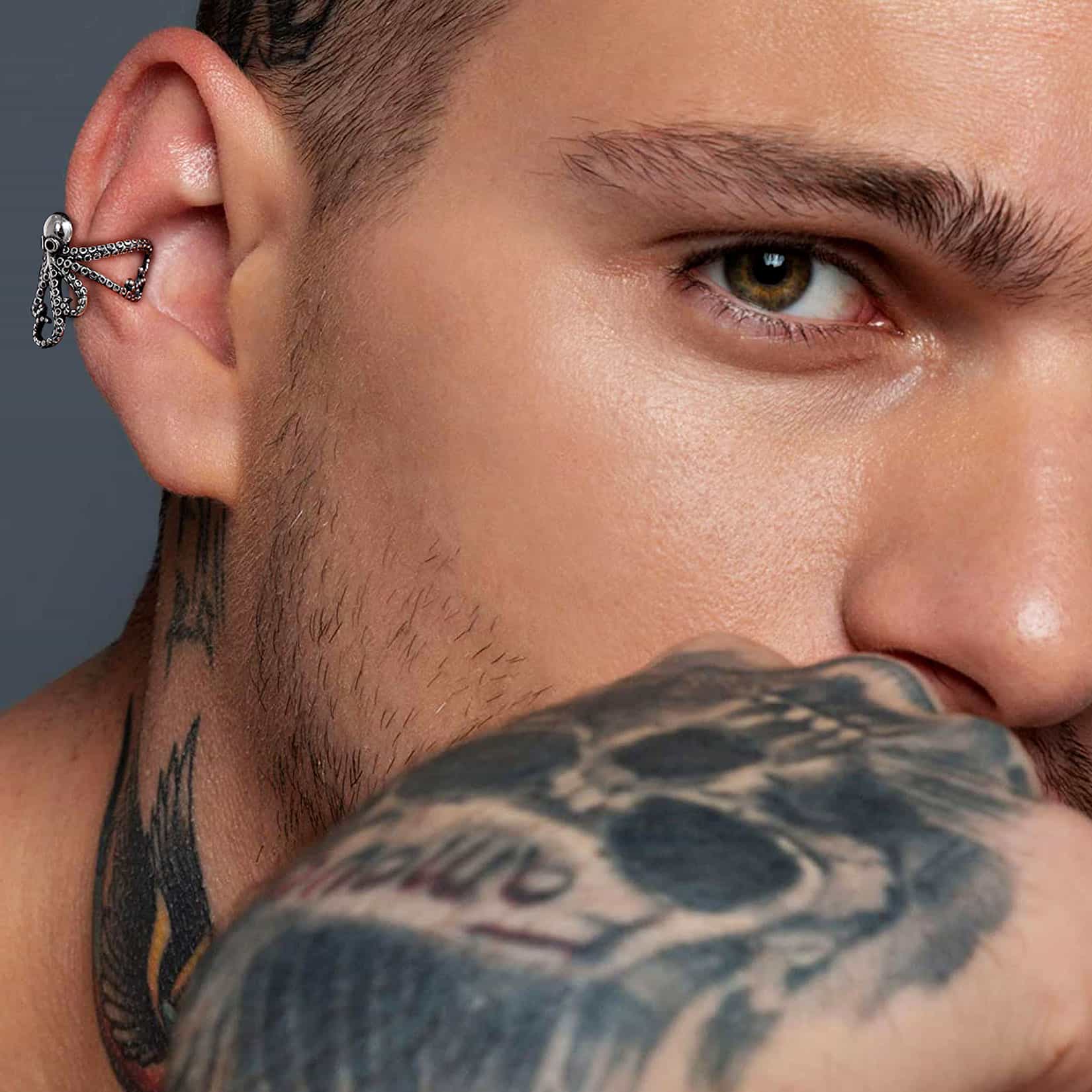 Sterling Silver Octopus Ear Cuff Earring for Men 1PC