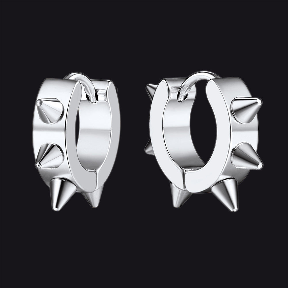 Punk Spike Rivet Huggie Hoop Earrings For Men Women