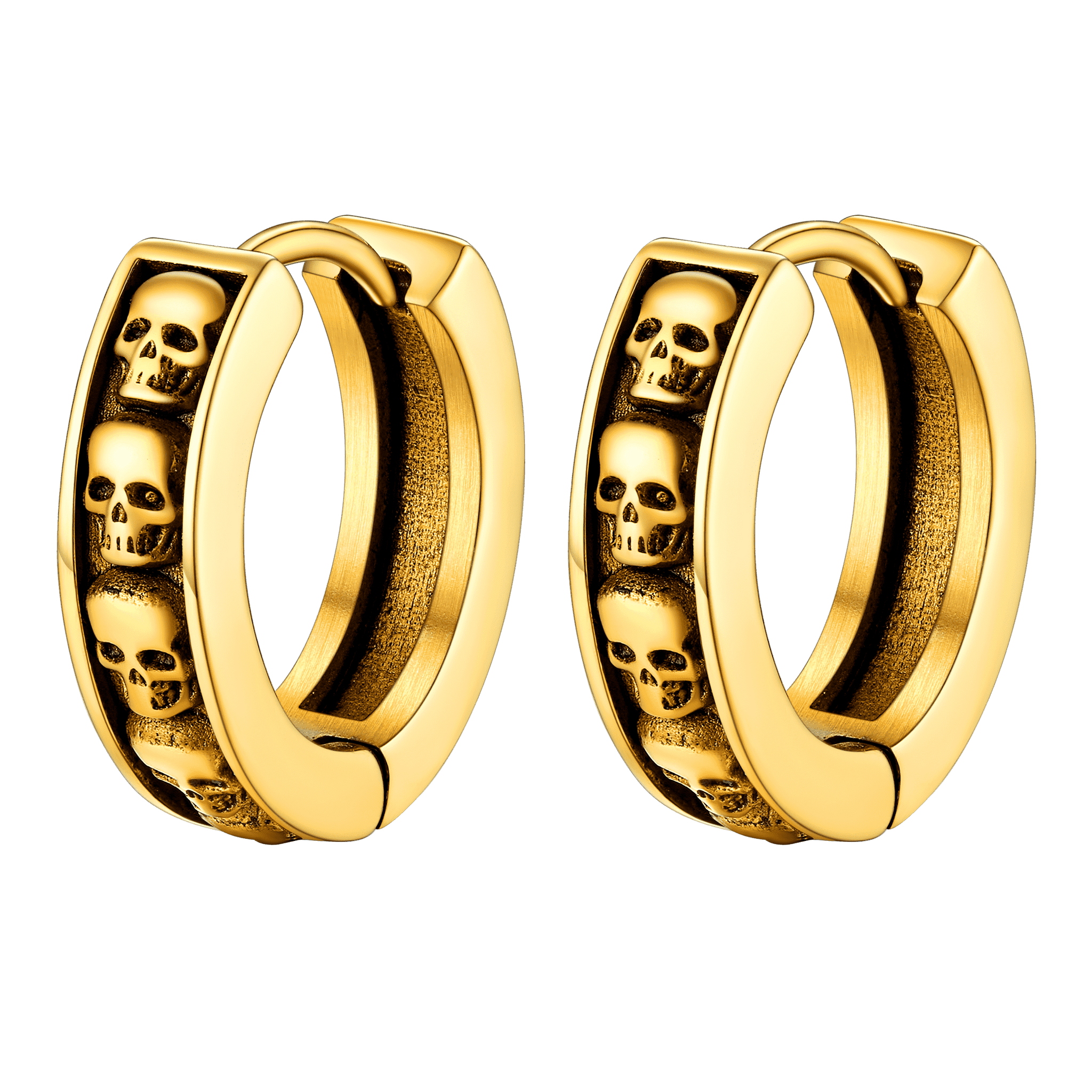 Gothic Skull Huggie Hoop Earrings For Men Women