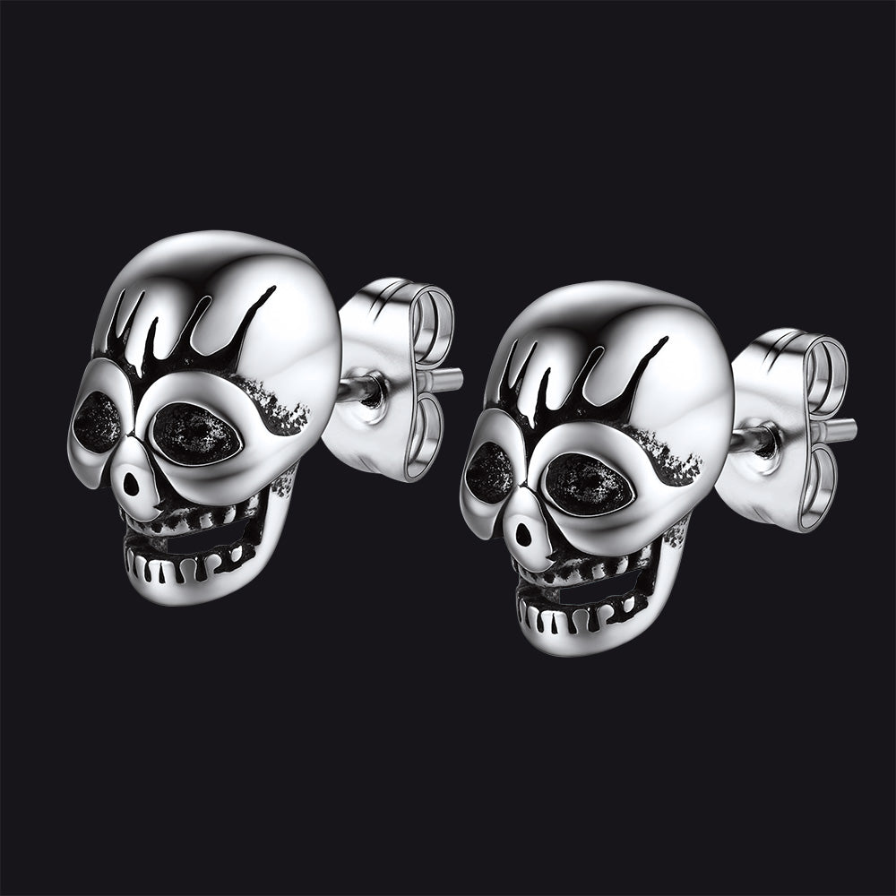 Gothic Skull Stud Earrings For Men Halloween Gift
