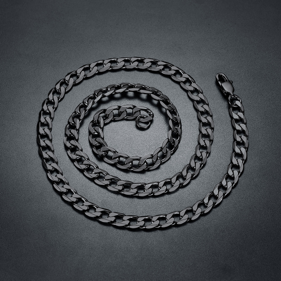 Cuban Curb Chain & Skull Layered Necklaces Set for Men