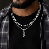 Cuban Curb Chain & Skull Layered Necklaces Set for Men