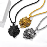 Flash Sale Stainless Steel Fierce Wolf Head Necklace for Man