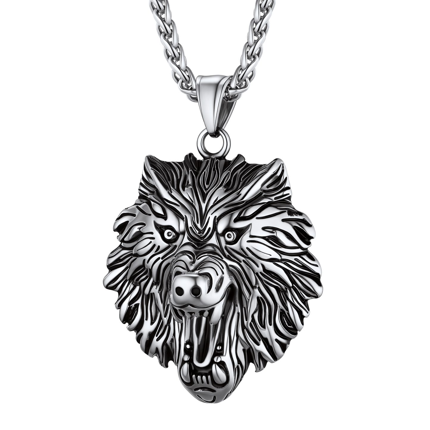 Flash Sale Stainless Steel Fierce Wolf Head Necklace for Man