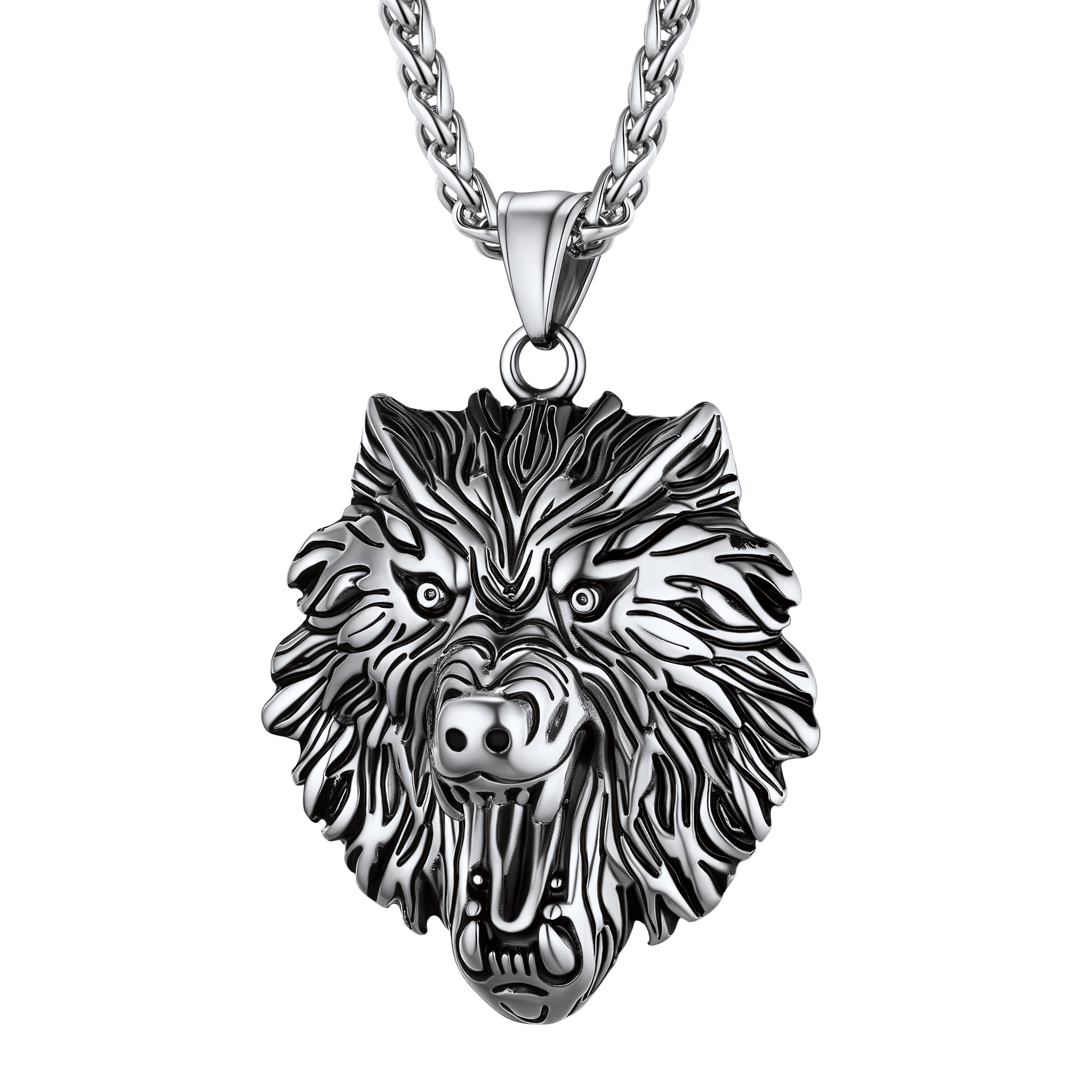 Flash Sale Stainless Steel Fierce Wolf Head Necklace for Man