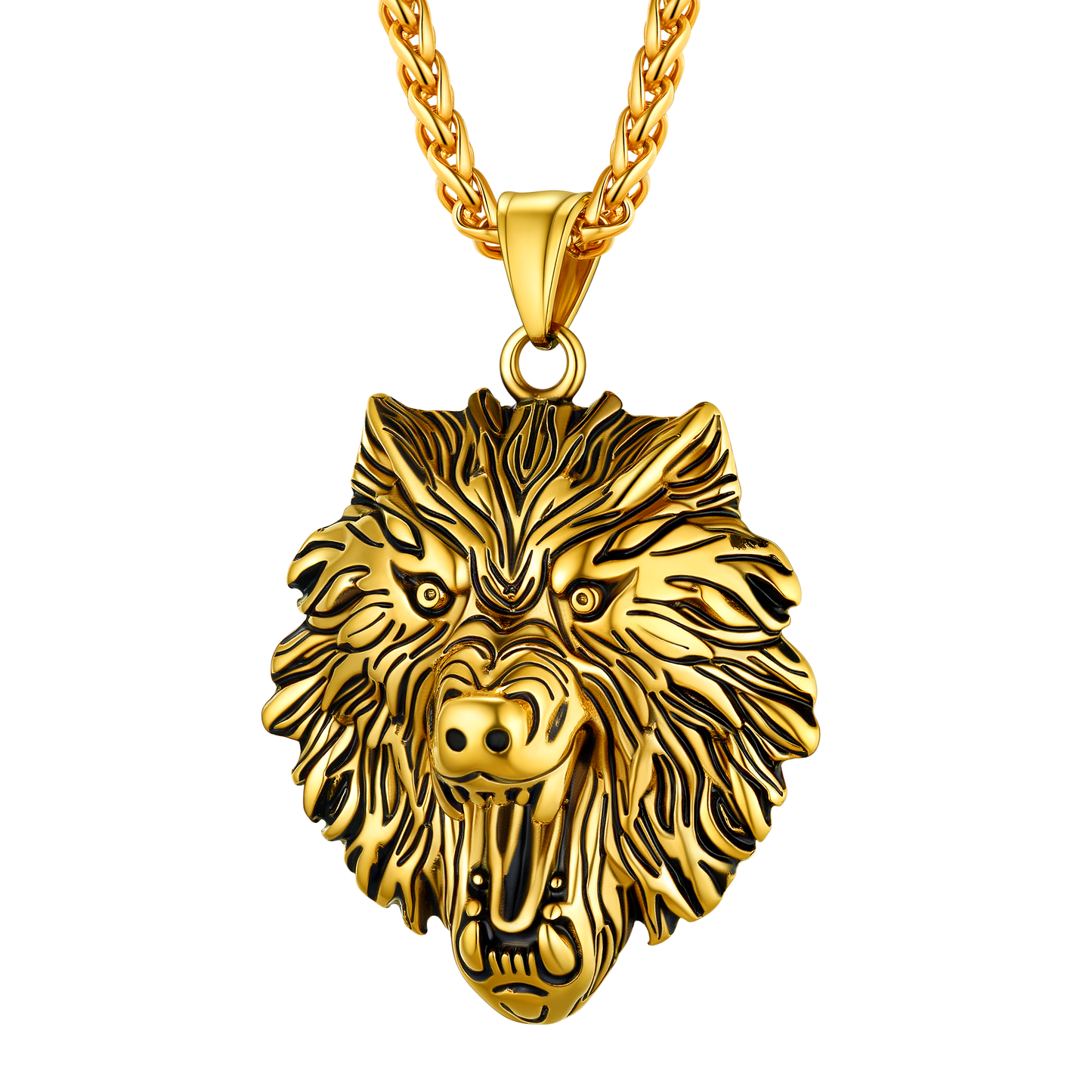 Flash Sale Stainless Steel Fierce Wolf Head Necklace for Man