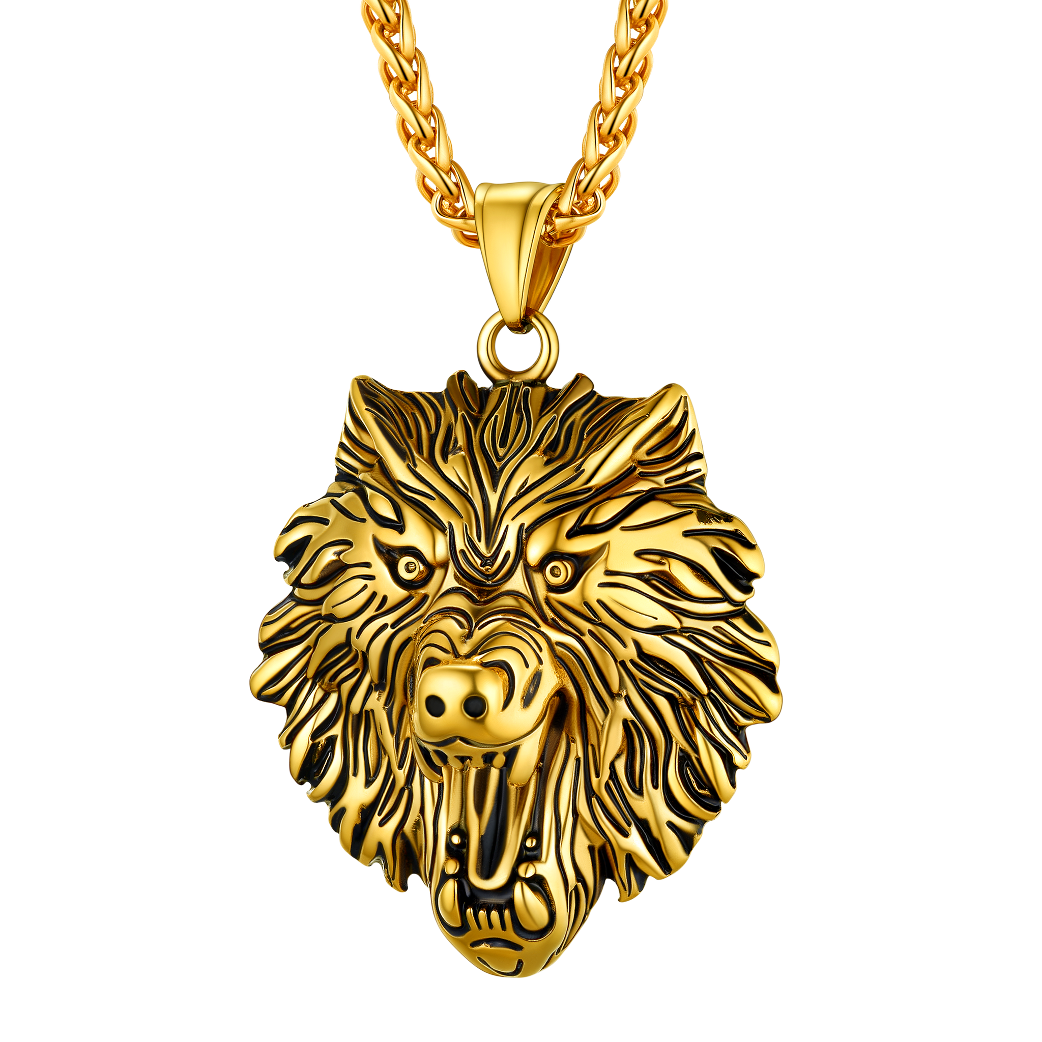 Flash Sale Stainless Steel Fierce Wolf Head Necklace for Man