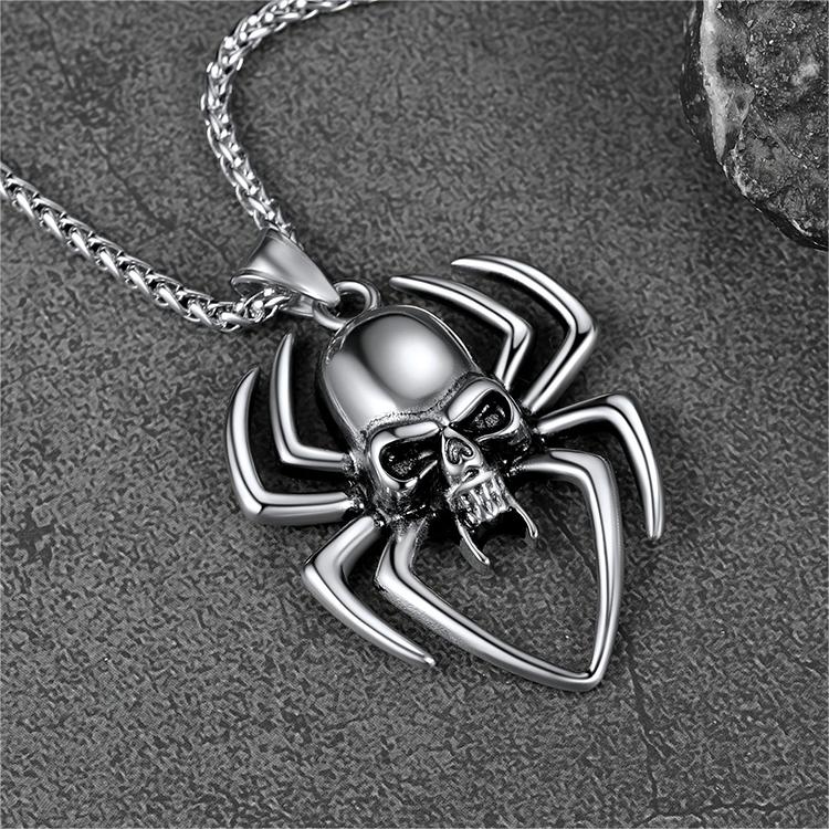 Halloween Skull Spider Necklace For Men