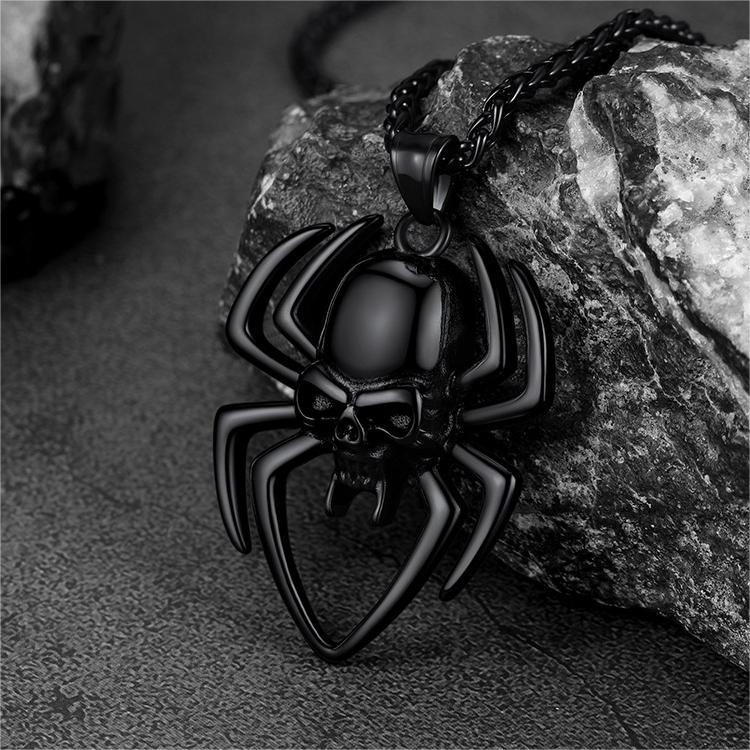 Halloween Skull Spider Necklace For Men