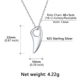 Flash Sale 925 Sterling Silver Wolf Tooth Necklace for Men