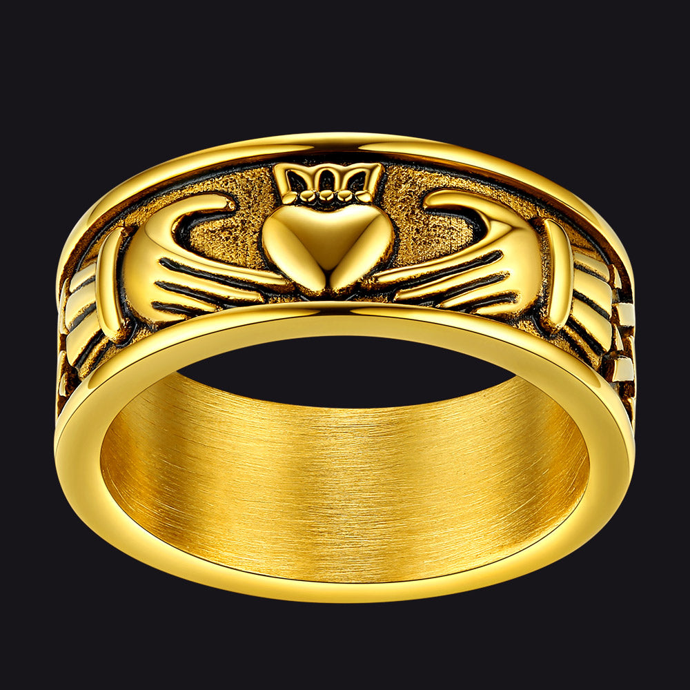 Celtic Claddagh Love Wedding Band Ring for Men Women