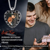 Customized Memorial Heart Photo Necklace with Skull for Men Women