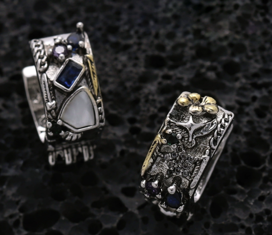 Punk Graffiti Joker Eagle Shield Star Square Hoop Earrings with Crystals for Men