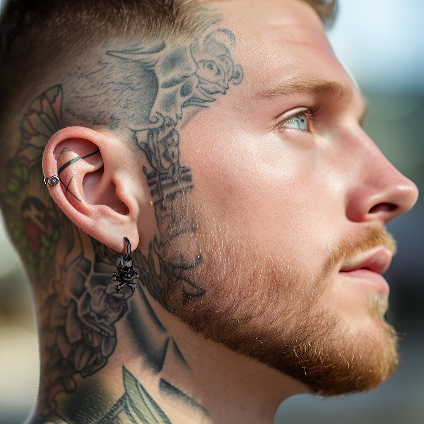 Punk Skull Crossbone Hoop Earrings Gift for Men