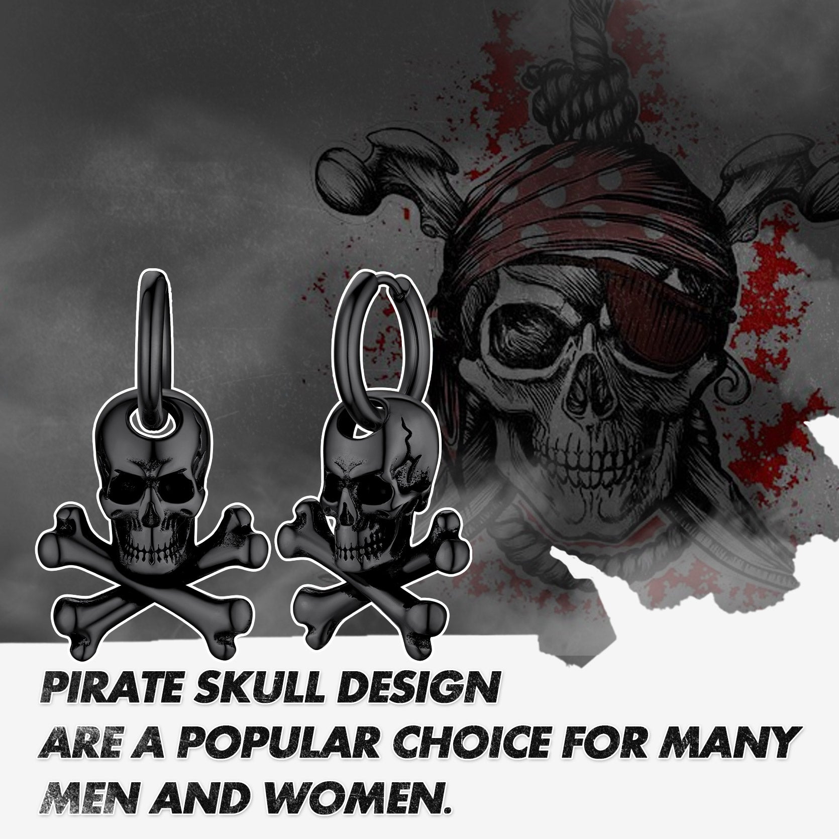 Punk Skull Crossbone Hoop Earrings Gift for Men