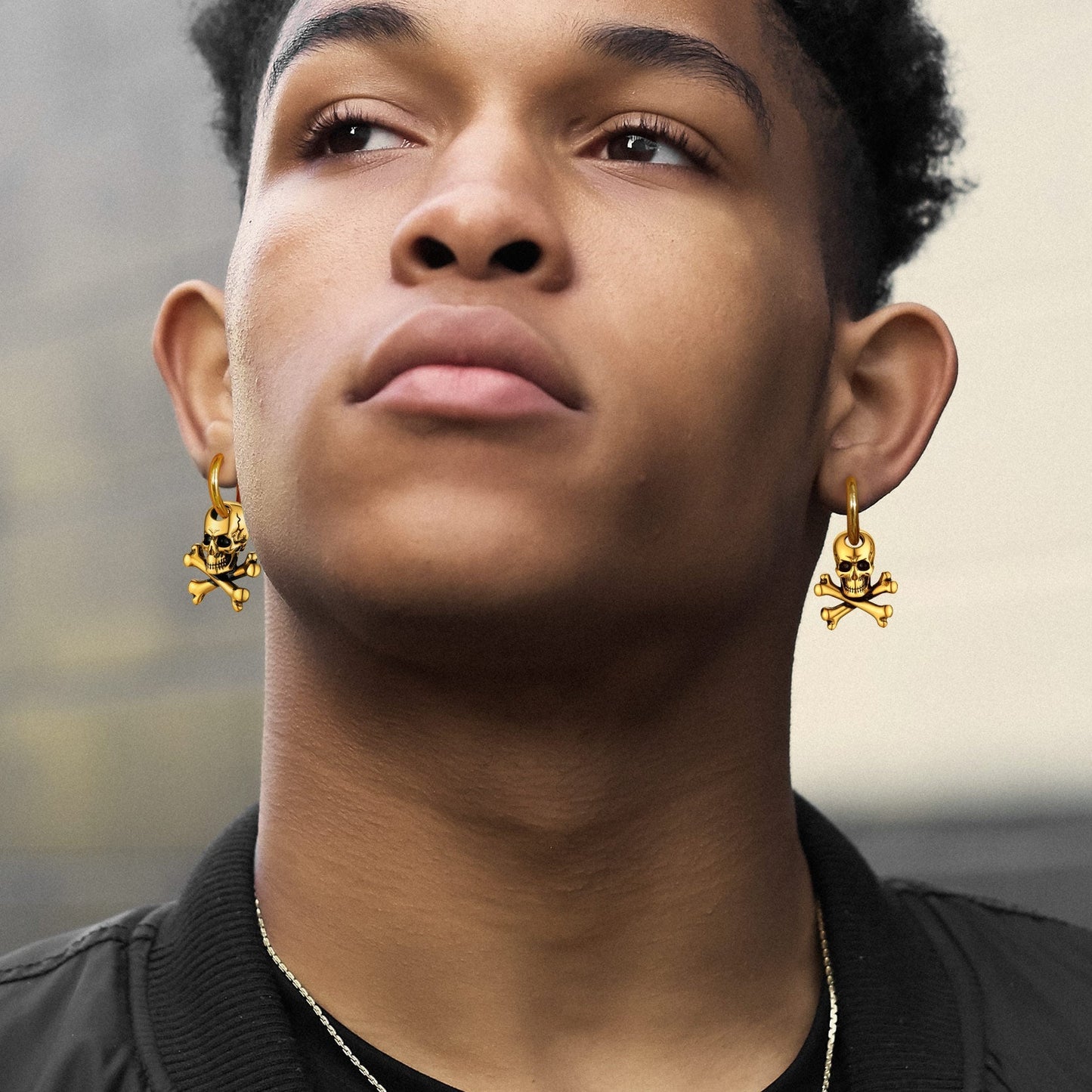 Punk Skull Crossbone Hoop Earrings Gift for Men