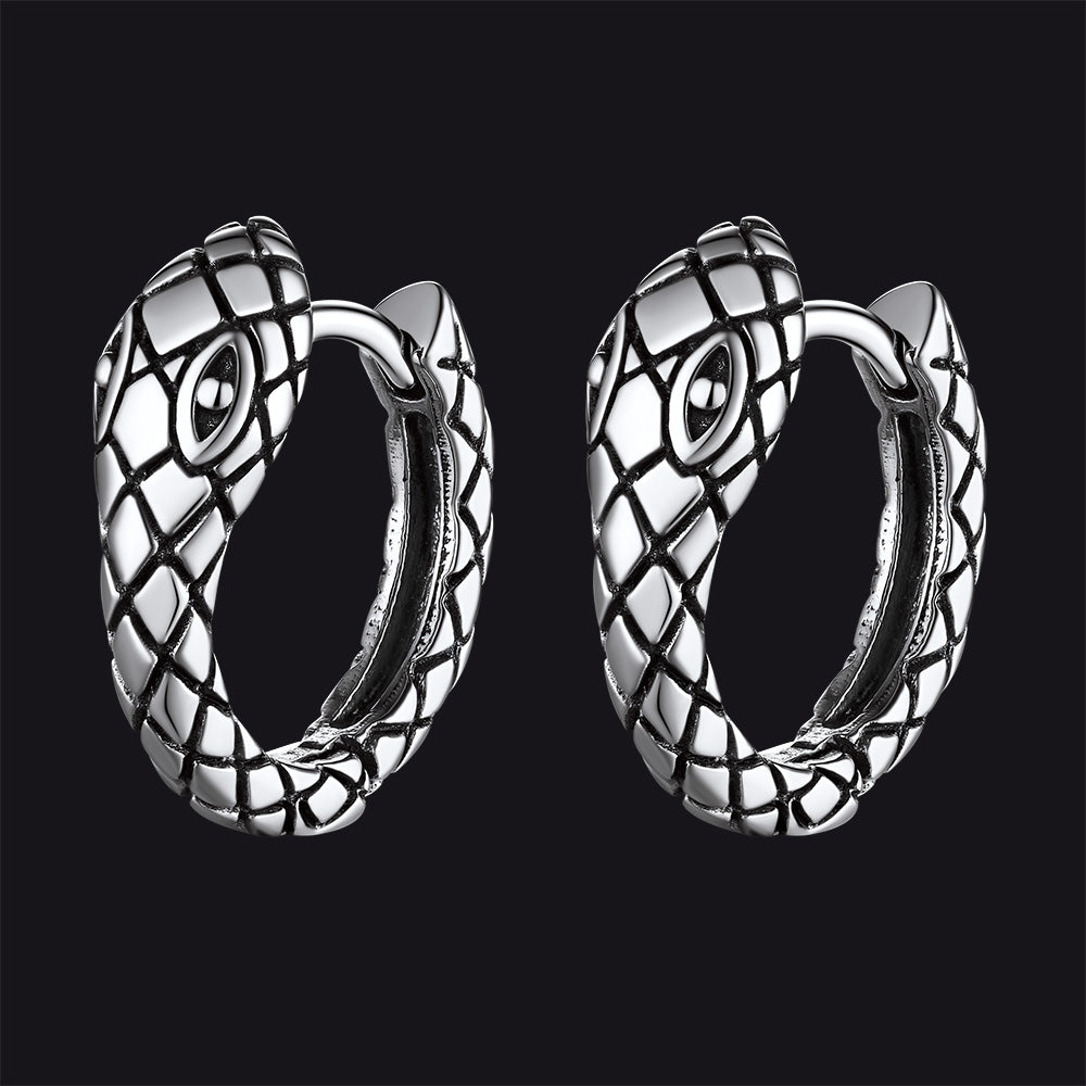 Gothic Snake Huggie Hoop Earrings for Men Women