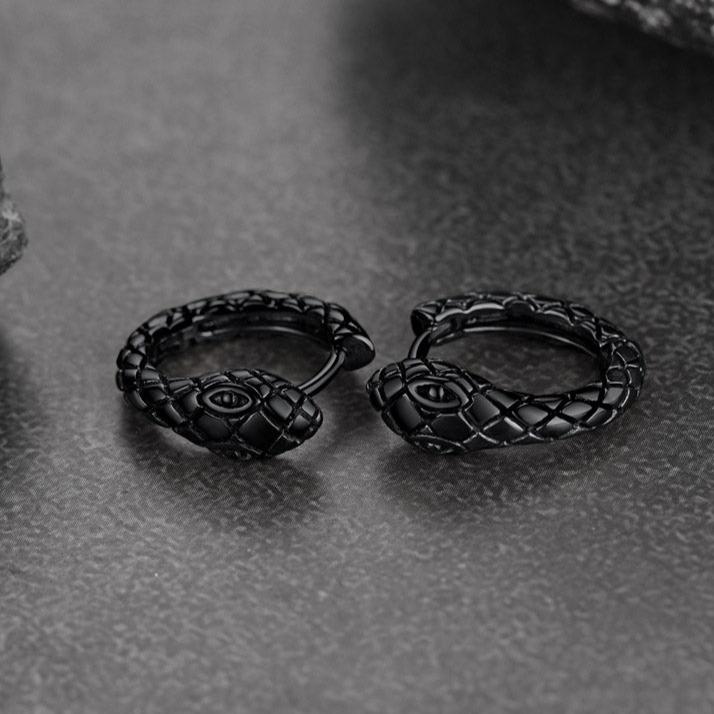 Gothic Snake Huggie Hoop Earrings for Men Women