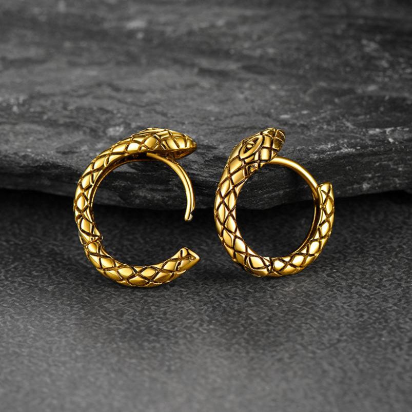 Gothic Snake Huggie Hoop Earrings for Men Women