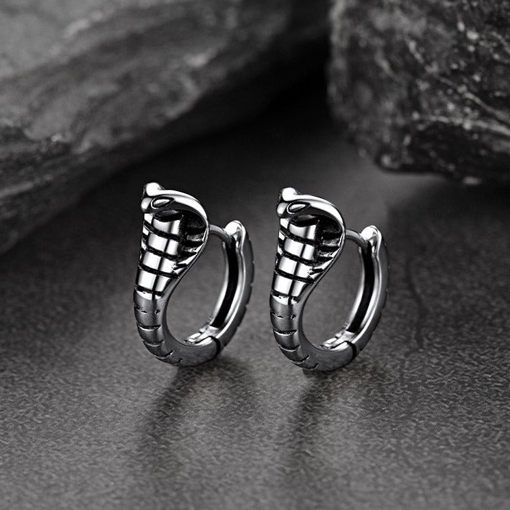 Gothic Punk Snake Hoop Earrings for Men Women