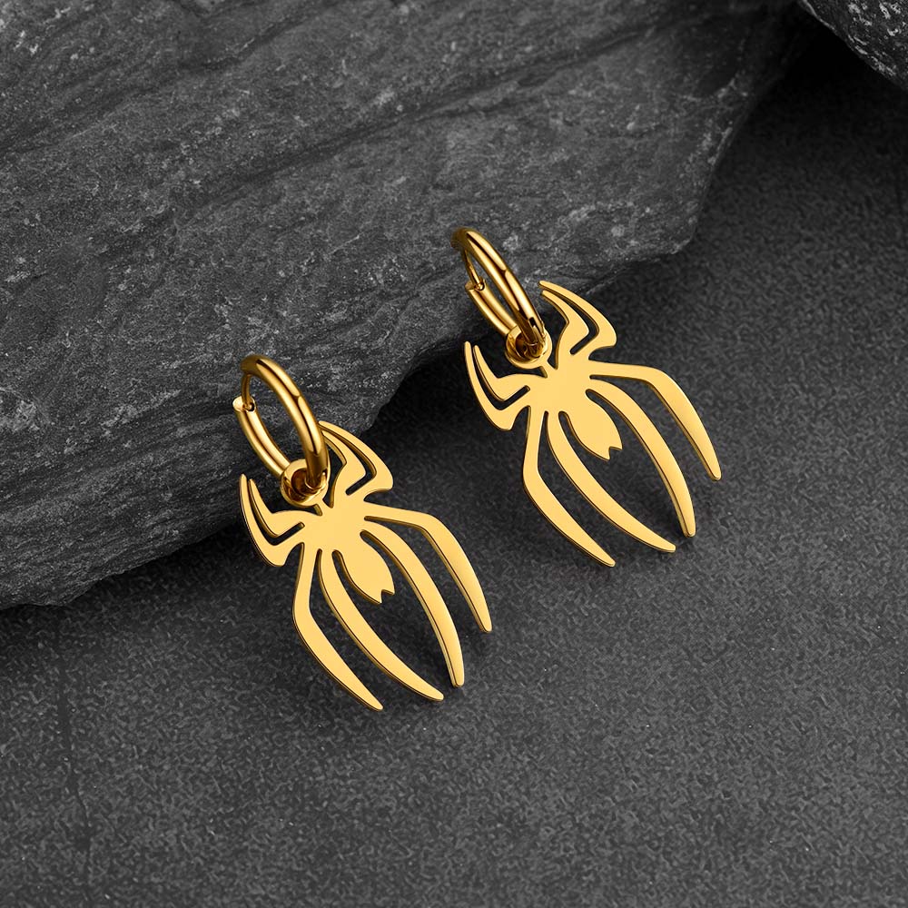 Halloween Spider Drop Hoop Earrings for Men Women