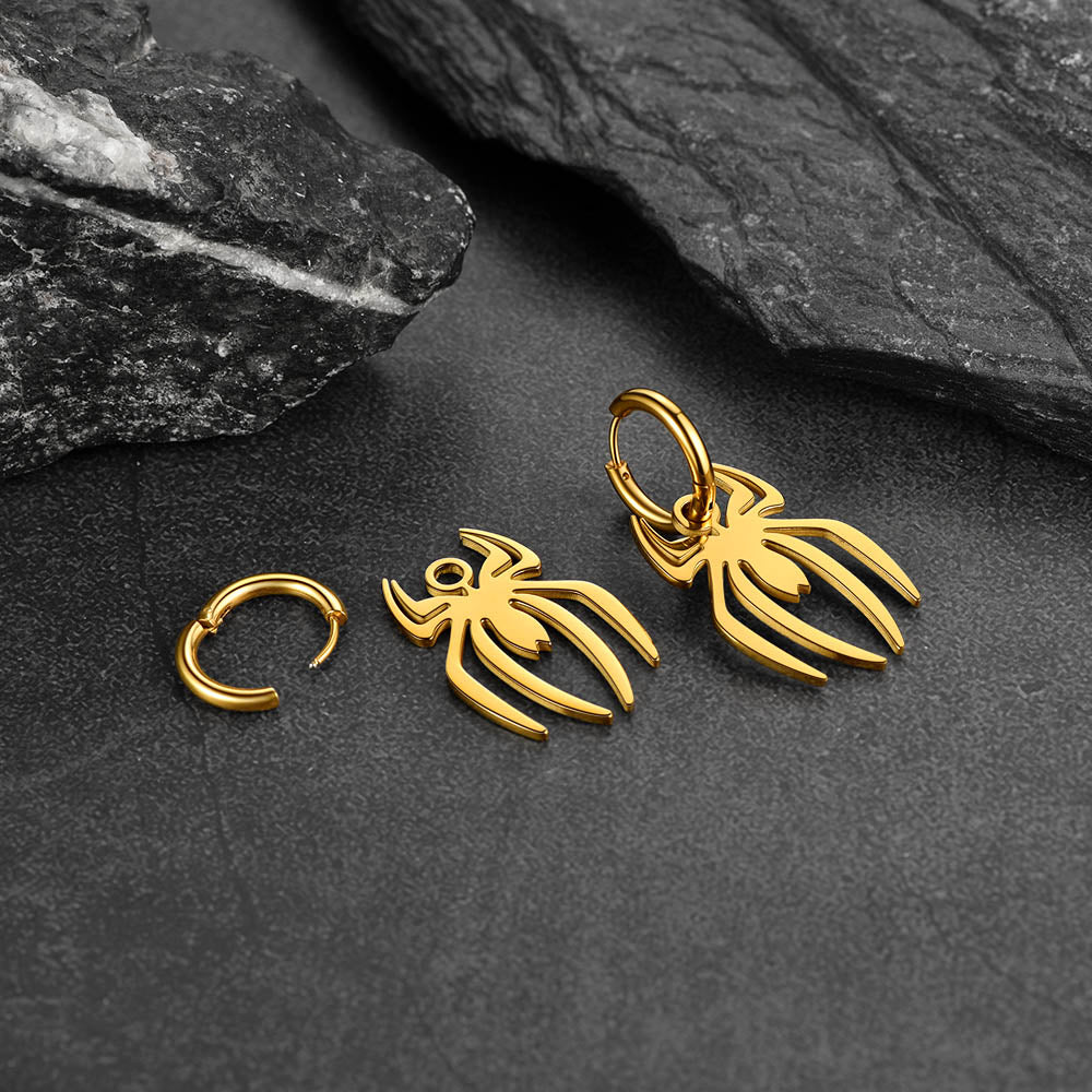 Halloween Spider Drop Hoop Earrings for Men Women