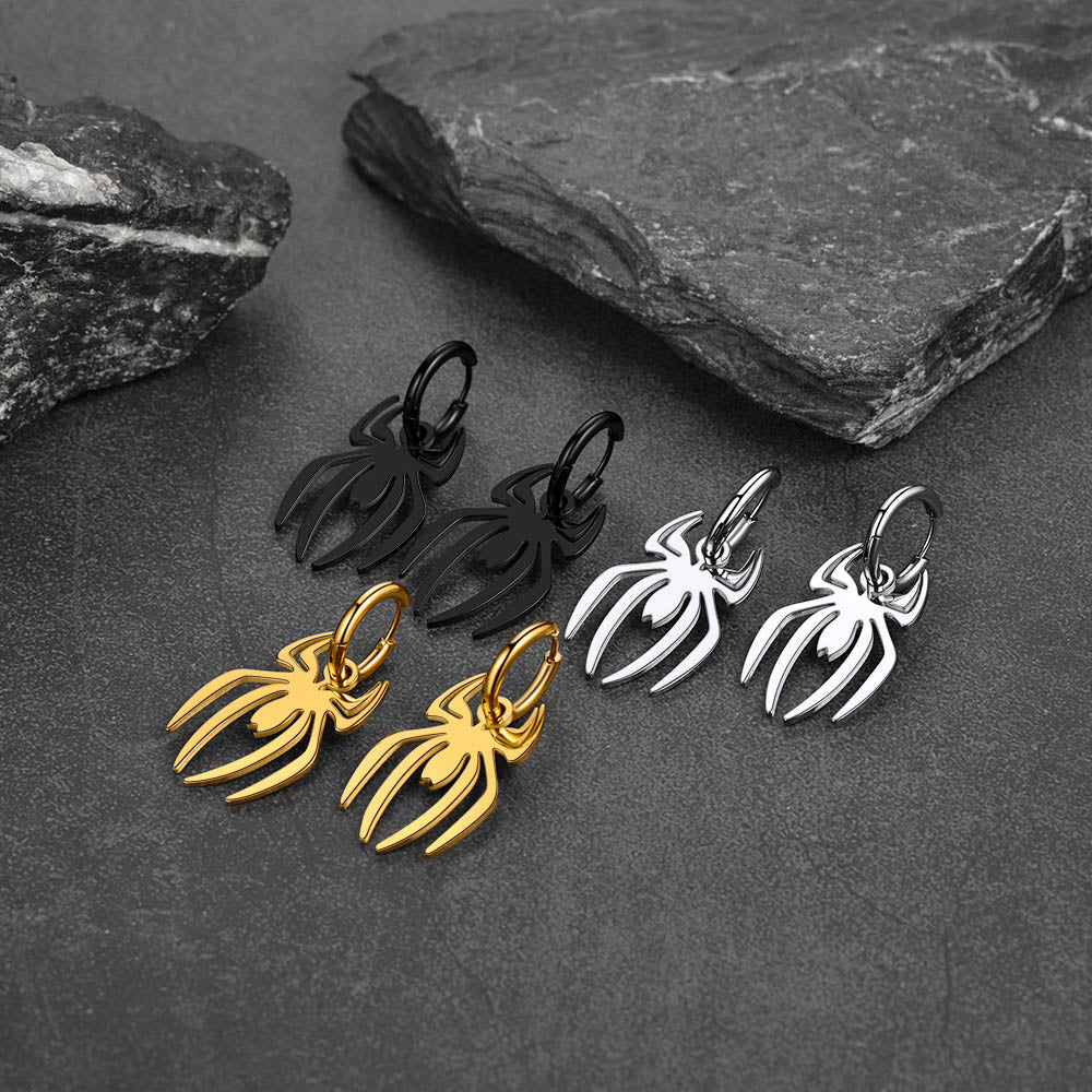 Halloween Spider Drop Hoop Earrings for Men Women