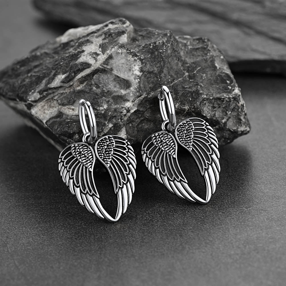 Flash Sale Punk Angel Wing Hoop Dangle Earrings for Women Men
