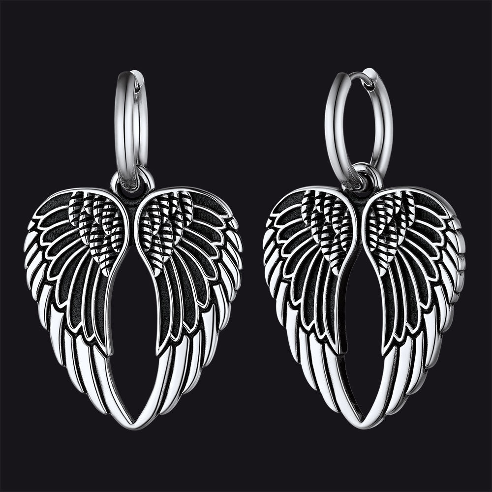 Flash Sale Punk Angel Wing Hoop Dangle Earrings for Women Men