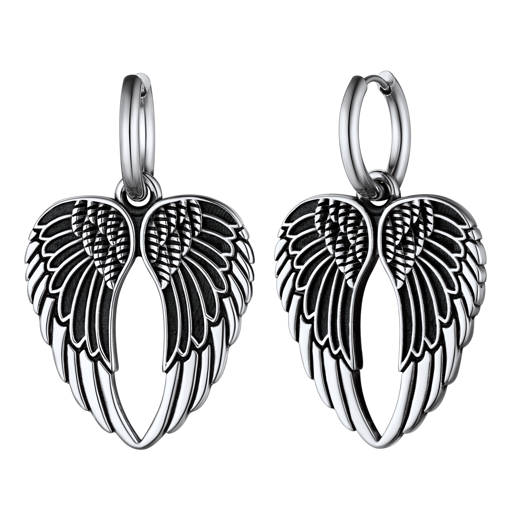 Flash Sale Punk Angel Wing Hoop Dangle Earrings for Women Men