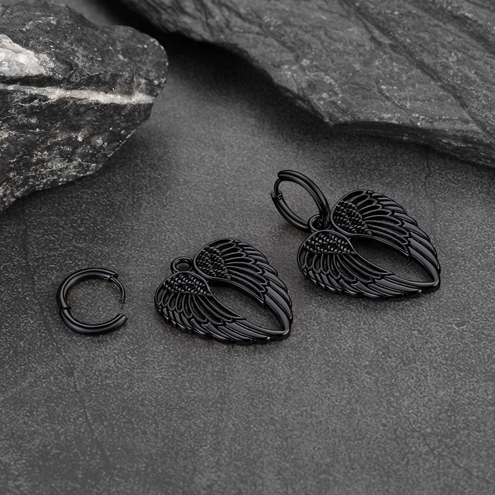 Flash Sale Punk Angel Wing Hoop Dangle Earrings for Women Men