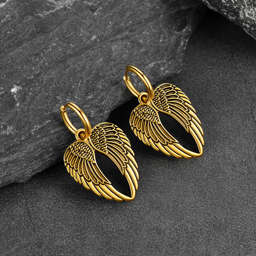 Flash Sale Punk Angel Wing Hoop Dangle Earrings for Women Men