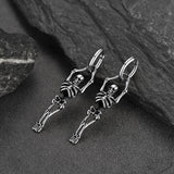 Gothic Skull Skeleton Dangle Hoop Earrings for Men