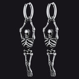 Gothic Skull Skeleton Dangle Hoop Earrings for Men