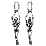 Gothic Skull Skeleton Dangle Hoop Earrings for Men