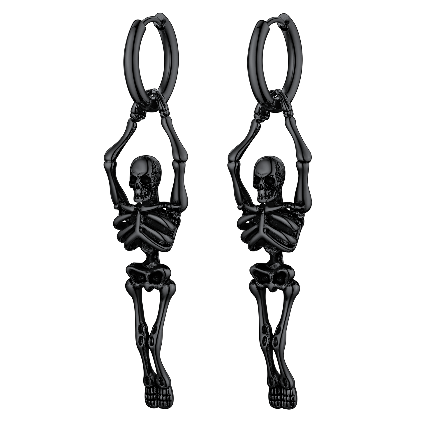 Gothic Skull Skeleton Dangle Hoop Earrings for Men