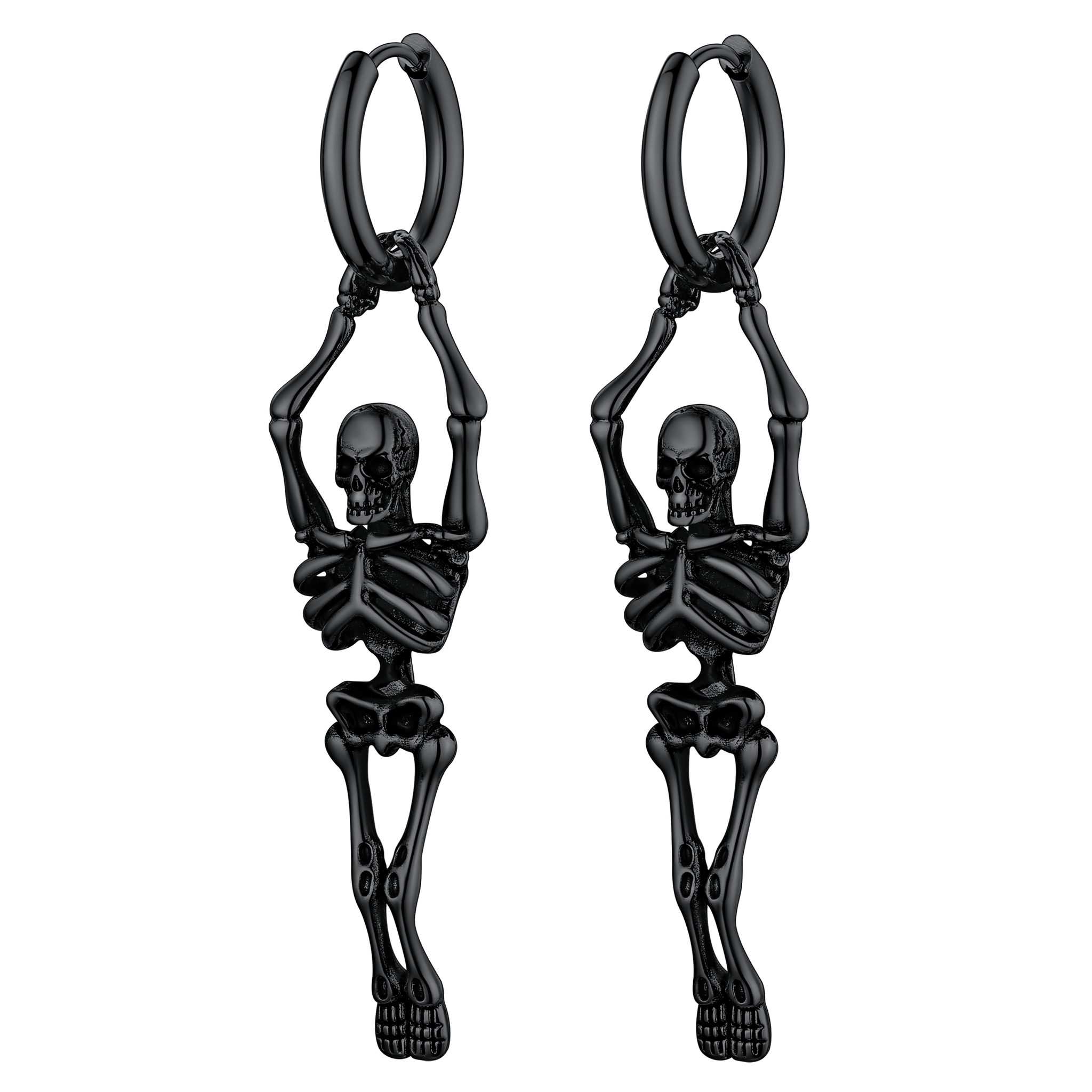 Gothic Skull Skeleton Dangle Hoop Earrings for Men