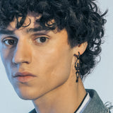 Gothic Skull Skeleton Dangle Hoop Earrings for Men